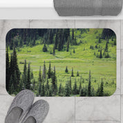 Lush Green Forest Landscape Bath Mat for Bathroom Decor