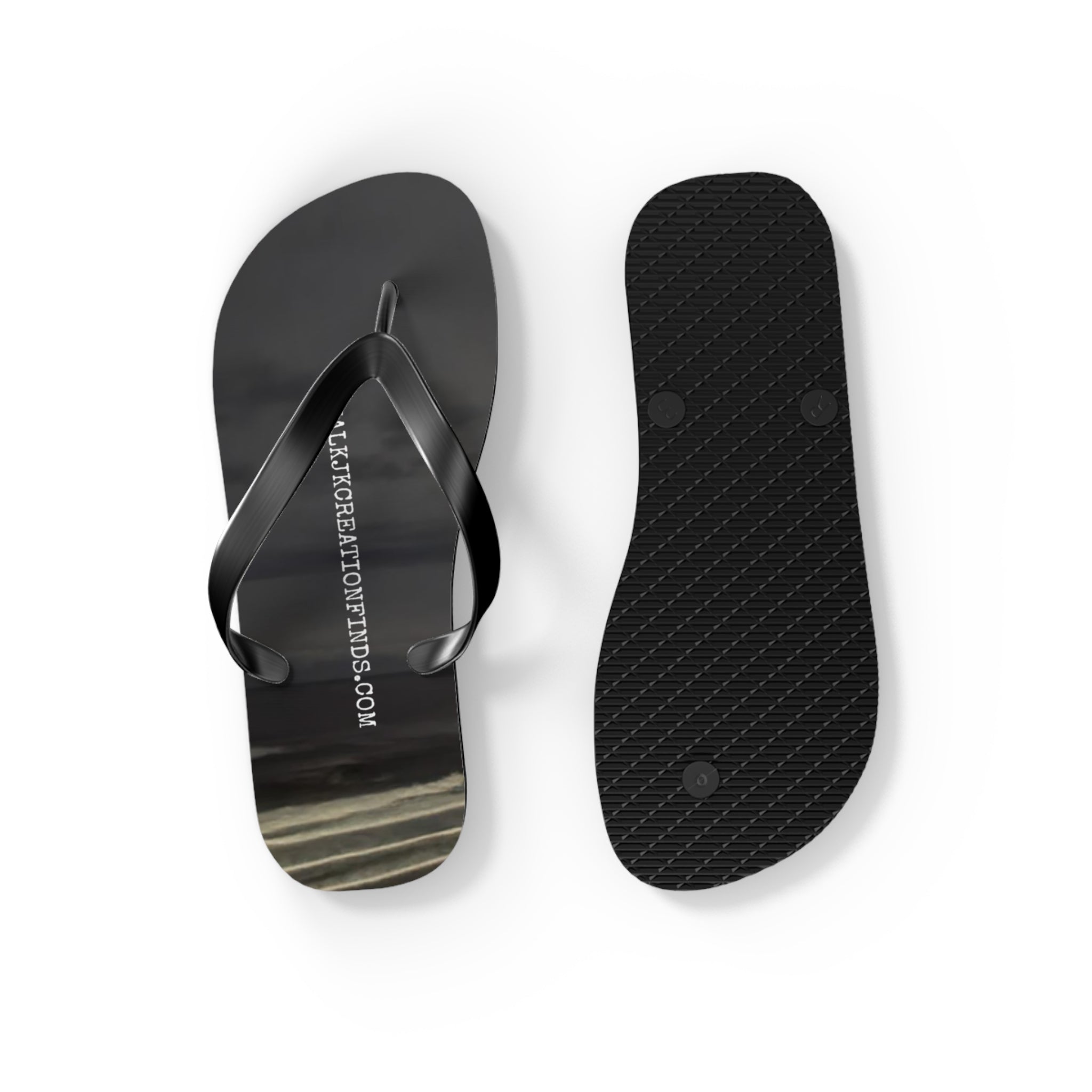 Sleek Shiny Black Flip Flops Comfortable Footwear product