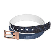 Elegant Dark Patterned Belt with Rose Gold Buckle