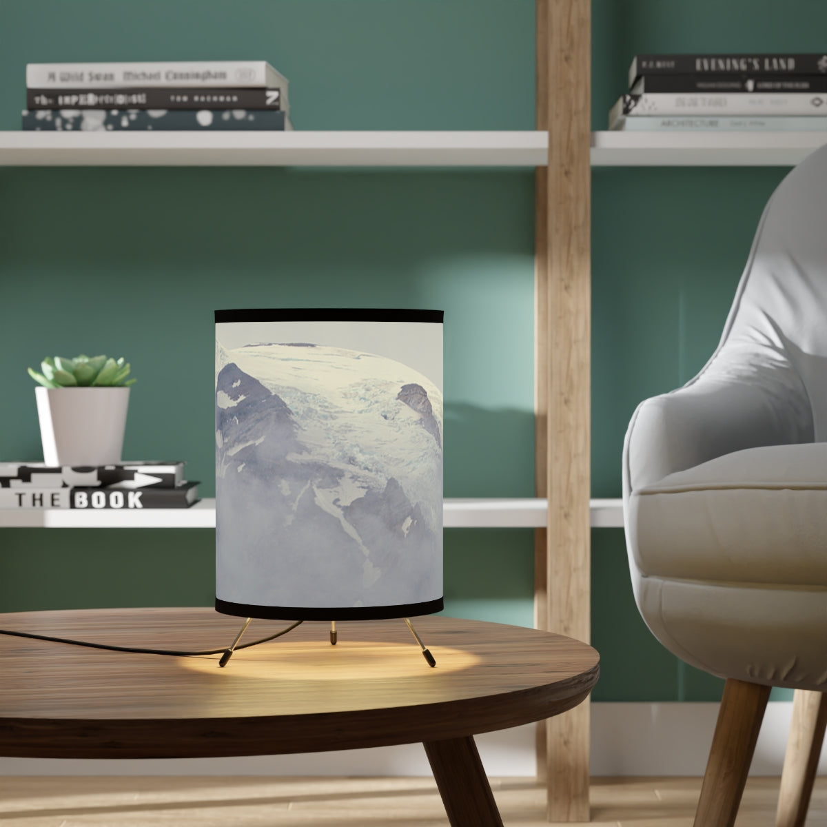 Serene Scenic Mountain Print Modern Table Lamp product