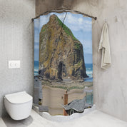 Scenic Beach Cliff Print Shower Curtain for Bathrooms