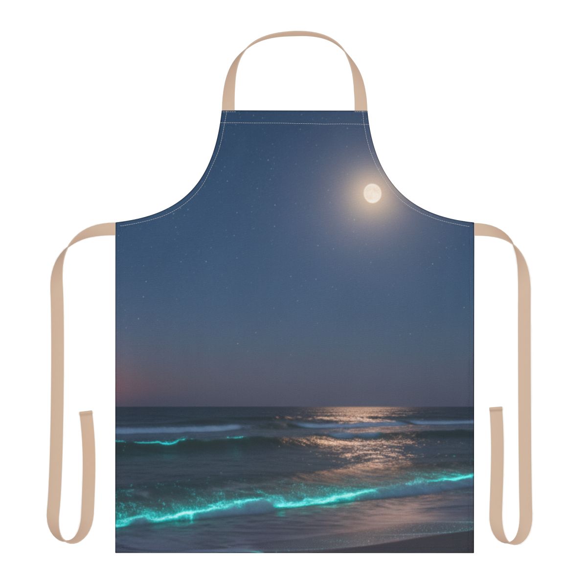 Illuminated Ocean Night Scene Design Apron