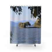 Scenic Lake View with Trees Bathroom Shower Curtain