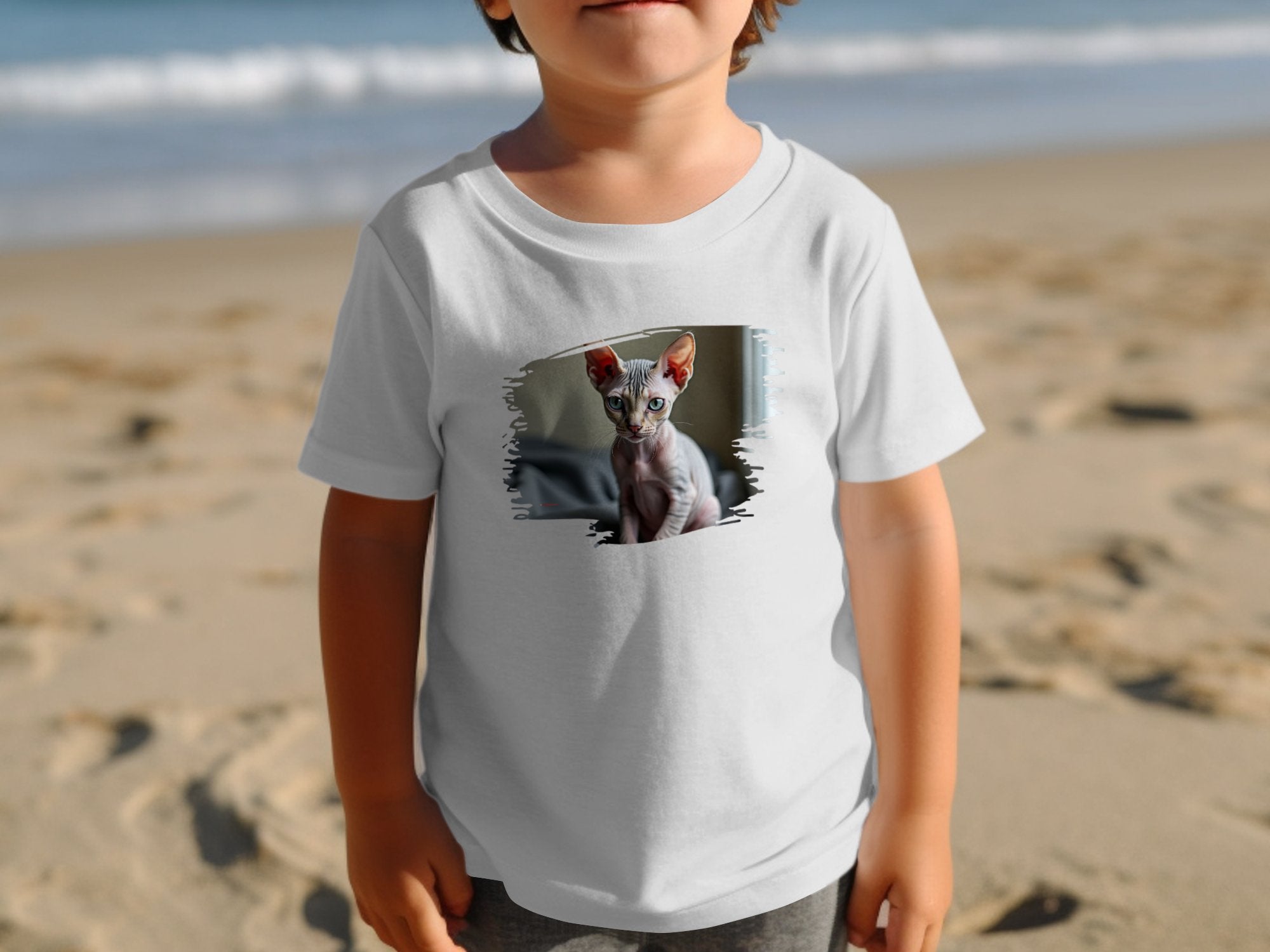 Cute Sphynx Cat Illustration T-Shirt, Unique Cat Lover Gift Tee