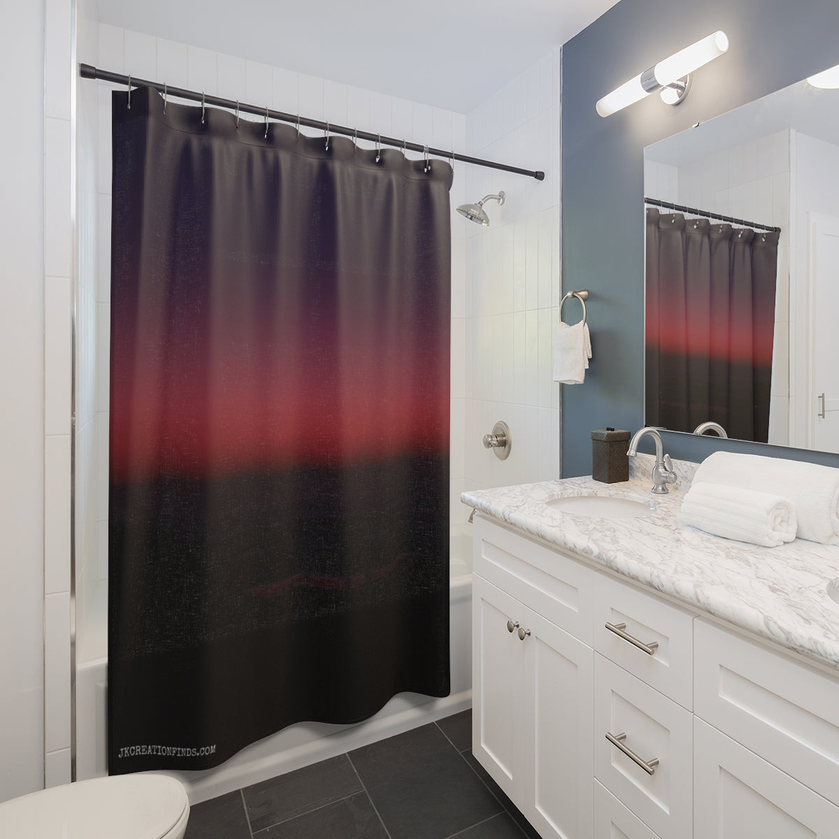 Elegant Black and Red Gradient Bathroom Shower Curtain