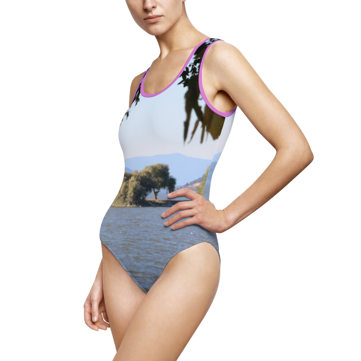 Lake and Mountain Scenic One-Piece Swimsuit