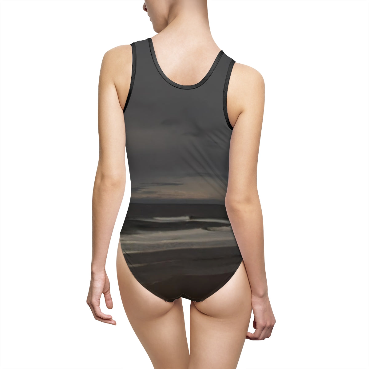 Elegant Beach Sunset Printed One-Piece Swimsuit