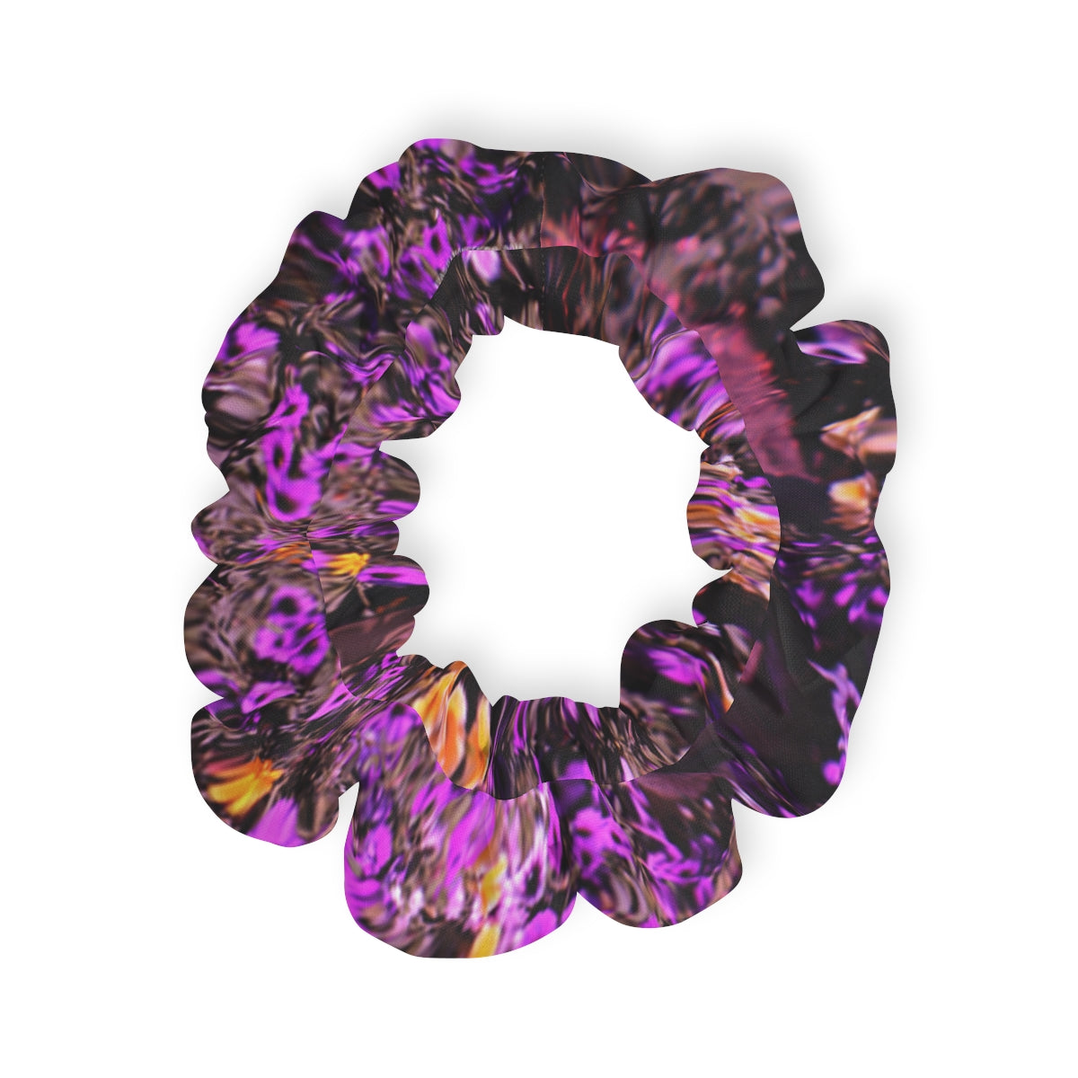 Vibrant Purple and Orange Patterned Scrunchie
