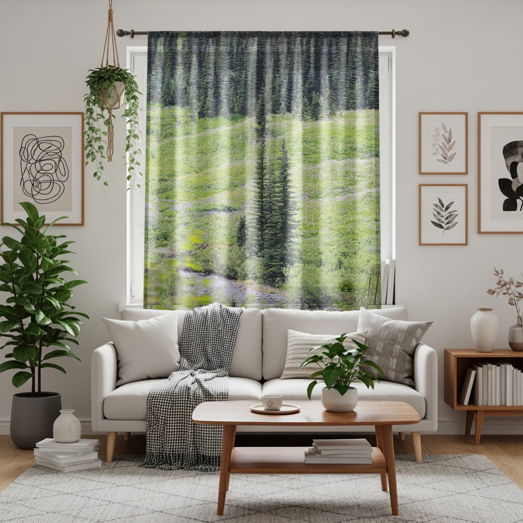 Meadow Window Curtains, Mountain Scene Curtains, Nature Inspired Decor, Forest Landscape, Peaceful Home Decor, Scenic View Curtains