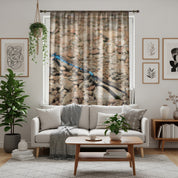 Blue Dragonfly on Pebbles Print Decorative Curtain