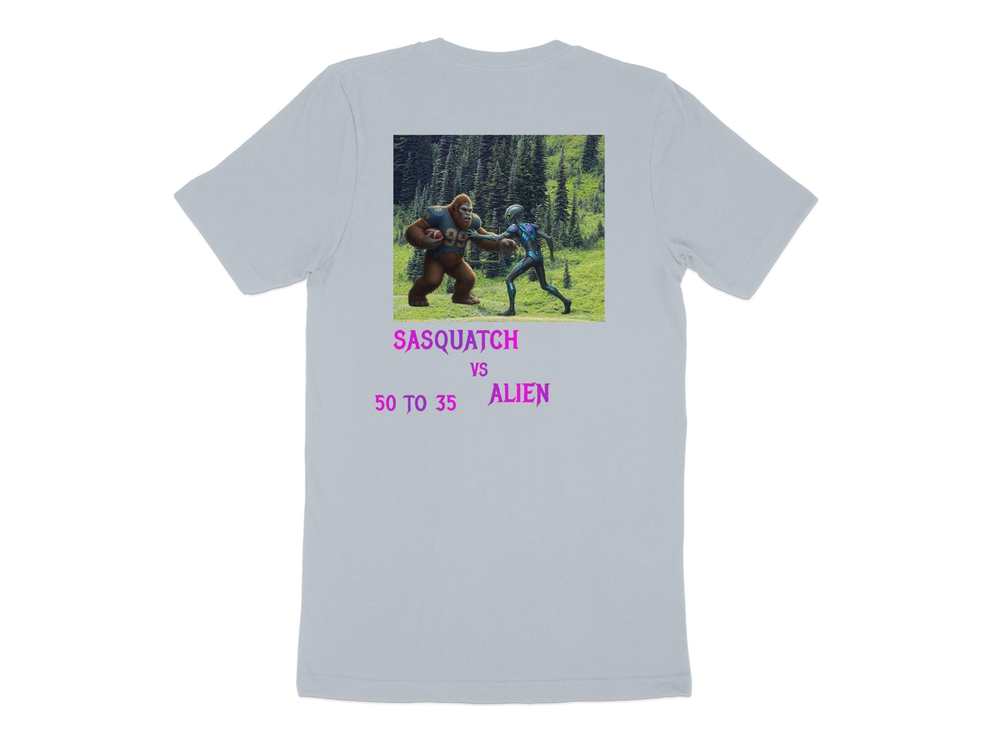 Sasquatch vs Alien 50 to 35 Graphic T-shirt