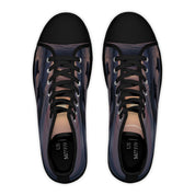 High-top sneakers with a sunset silhouette design.