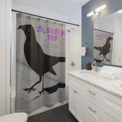 Still Struttin' My Stuff Shower Curtain with Black Crow