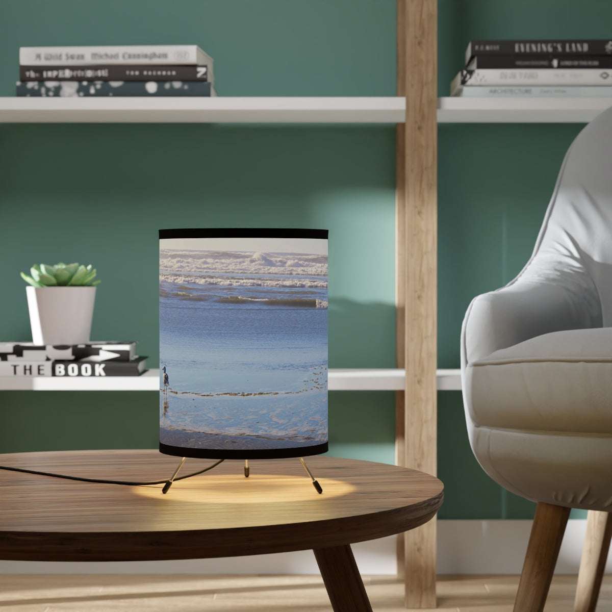 Coastal Beach Scene Print Bedside Table Lamp product