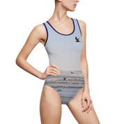 Coastal Birds and Waves One-Piece Swimsuit Beachwear