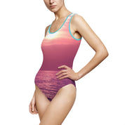 Sunset Ocean View Print One Piece Swimsuit