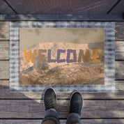 Welcome Mat with Mountain Design  Doormat