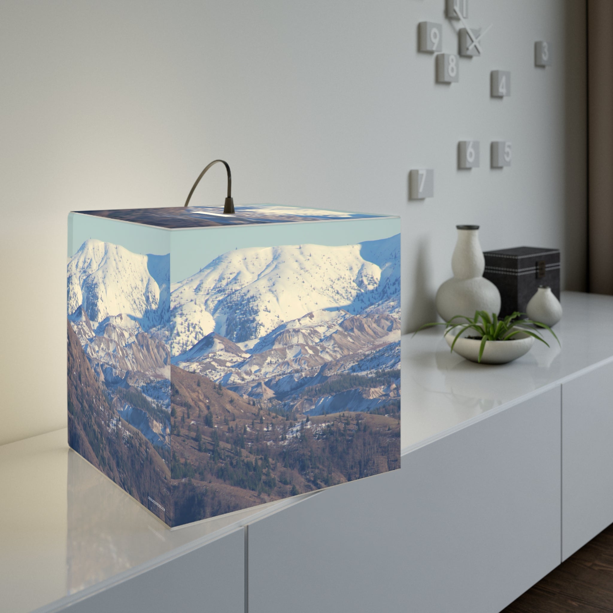 Snowy Winter Mountain Scene Cube Lamp product type