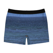 Boxer briefs with an ocean wave pattern.