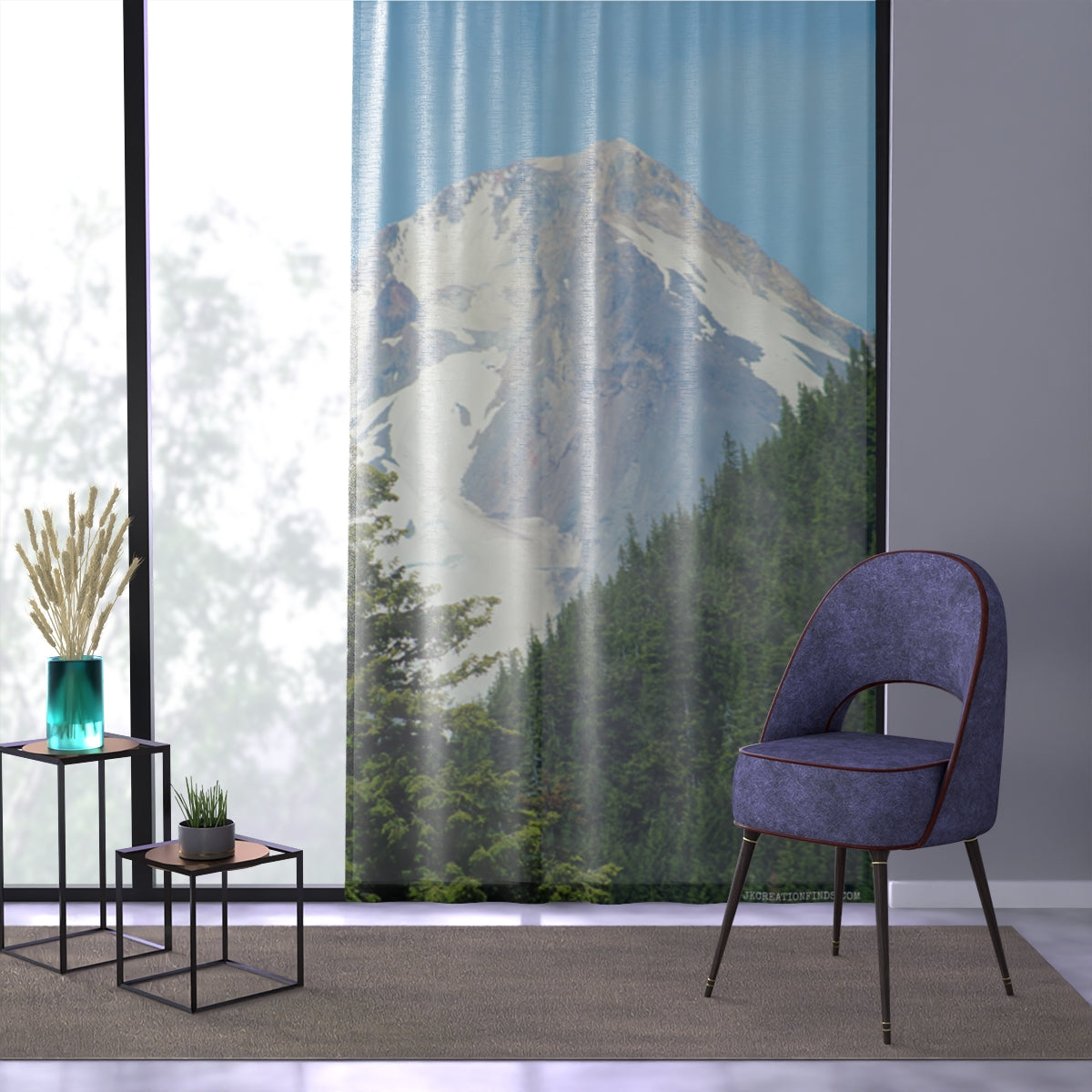 Mount Hood Window Curtain, Scenic Landscape Drapes, Mountain View Home Decor, Nature Inspired Curtain Panel, Forest Scene Window Treatment