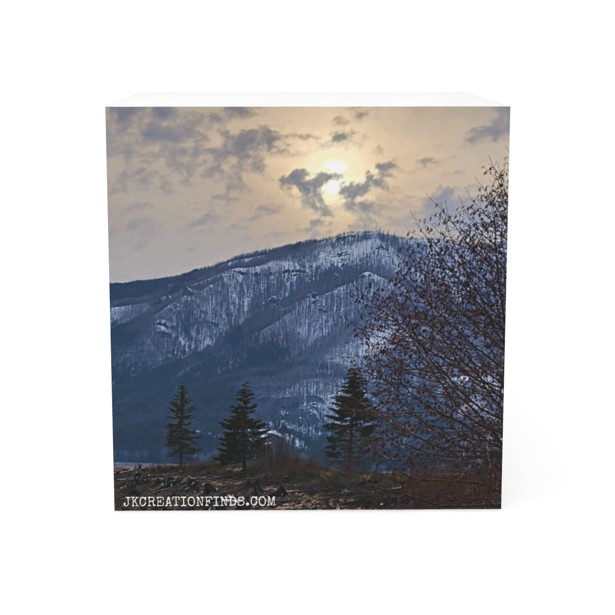 Winter Mountainscape Art with Sunset Photography Decor