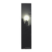 Moonlit trees and text on a dark celestial background.