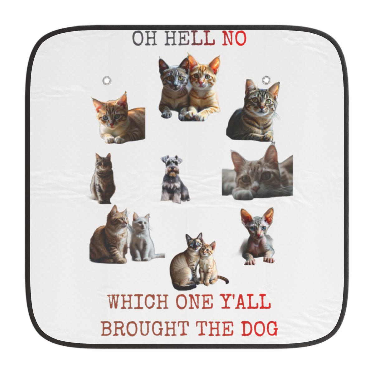 Funny Cats and Dog Quote OH HELL NO Car Window Shade
