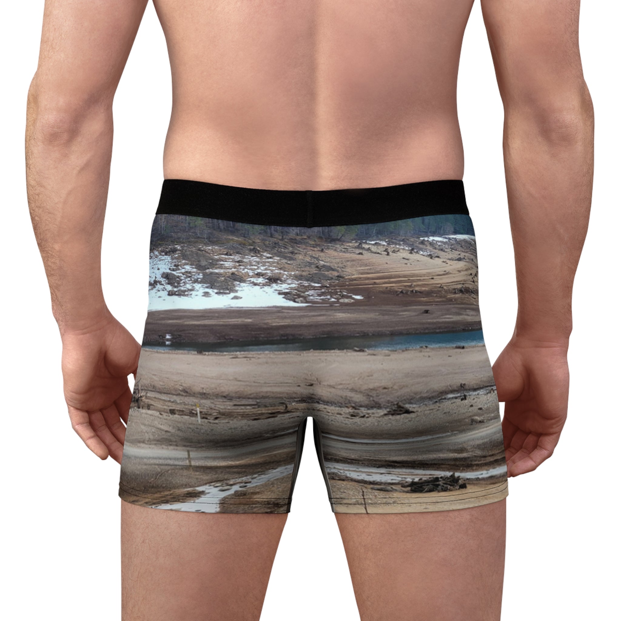 Men's boxer briefs with a photo-realistic landscape print.