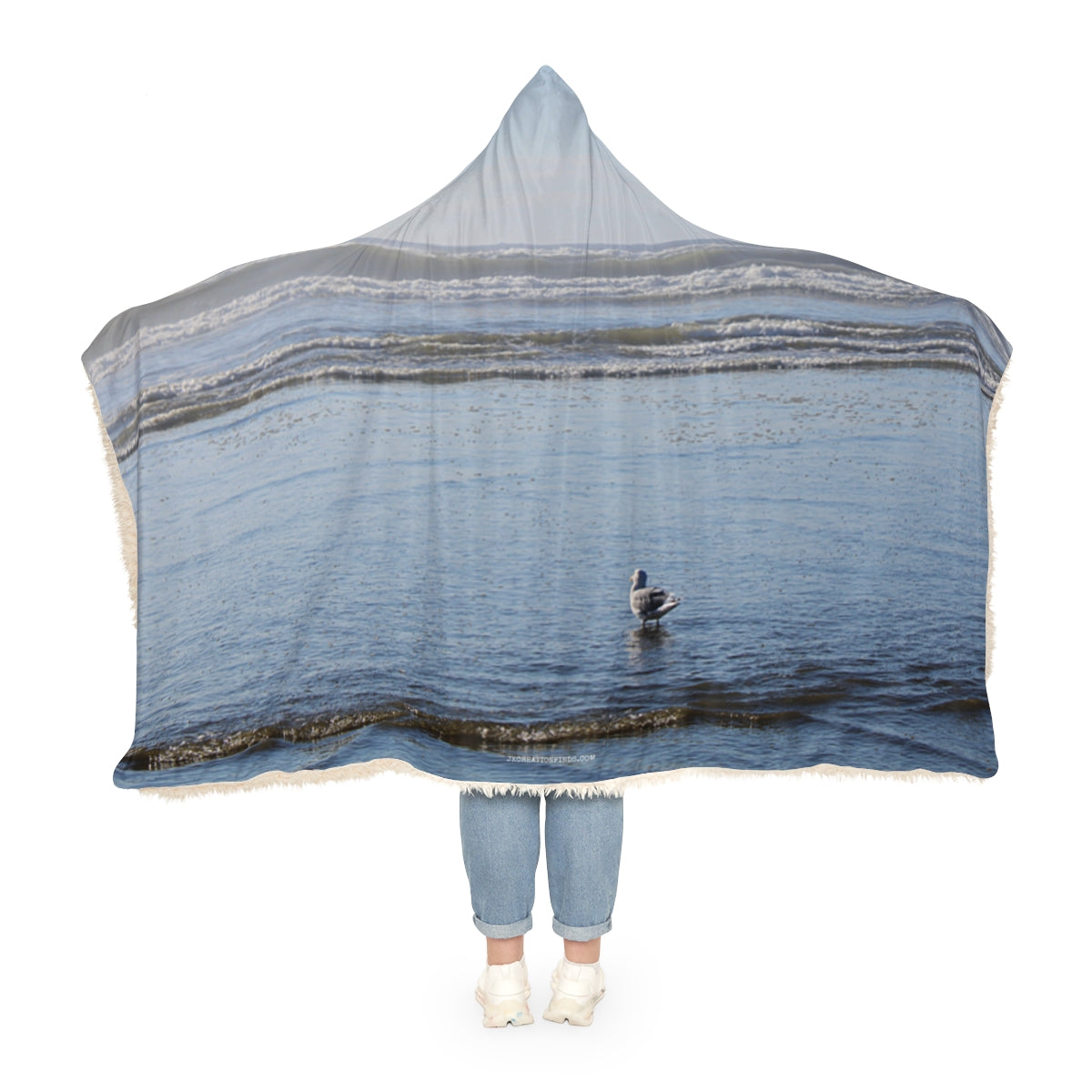 Ocean Waves with Seagull Scenic Hooded Blanket