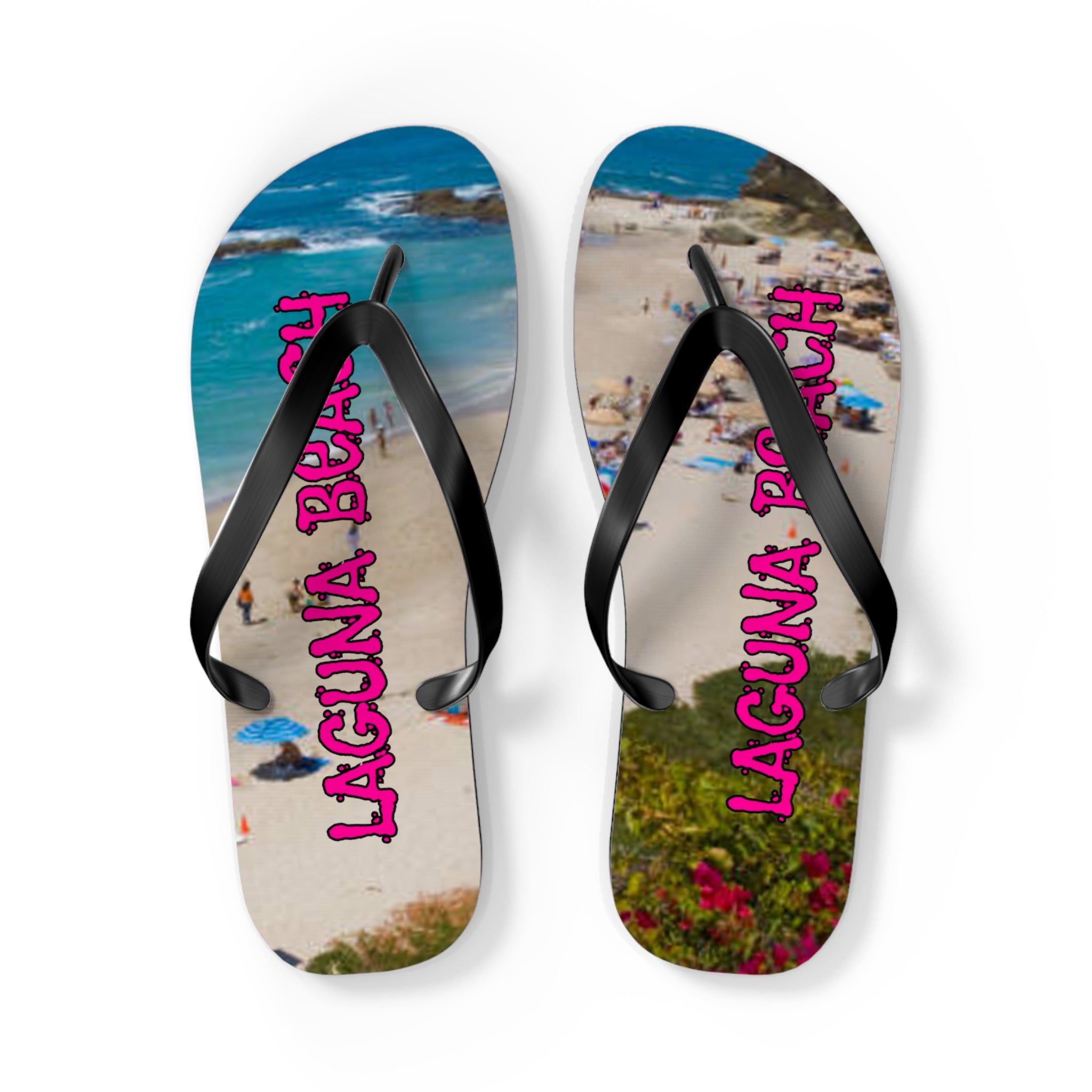 Flip-flops with "Laguna Beach" text and a beach scene.