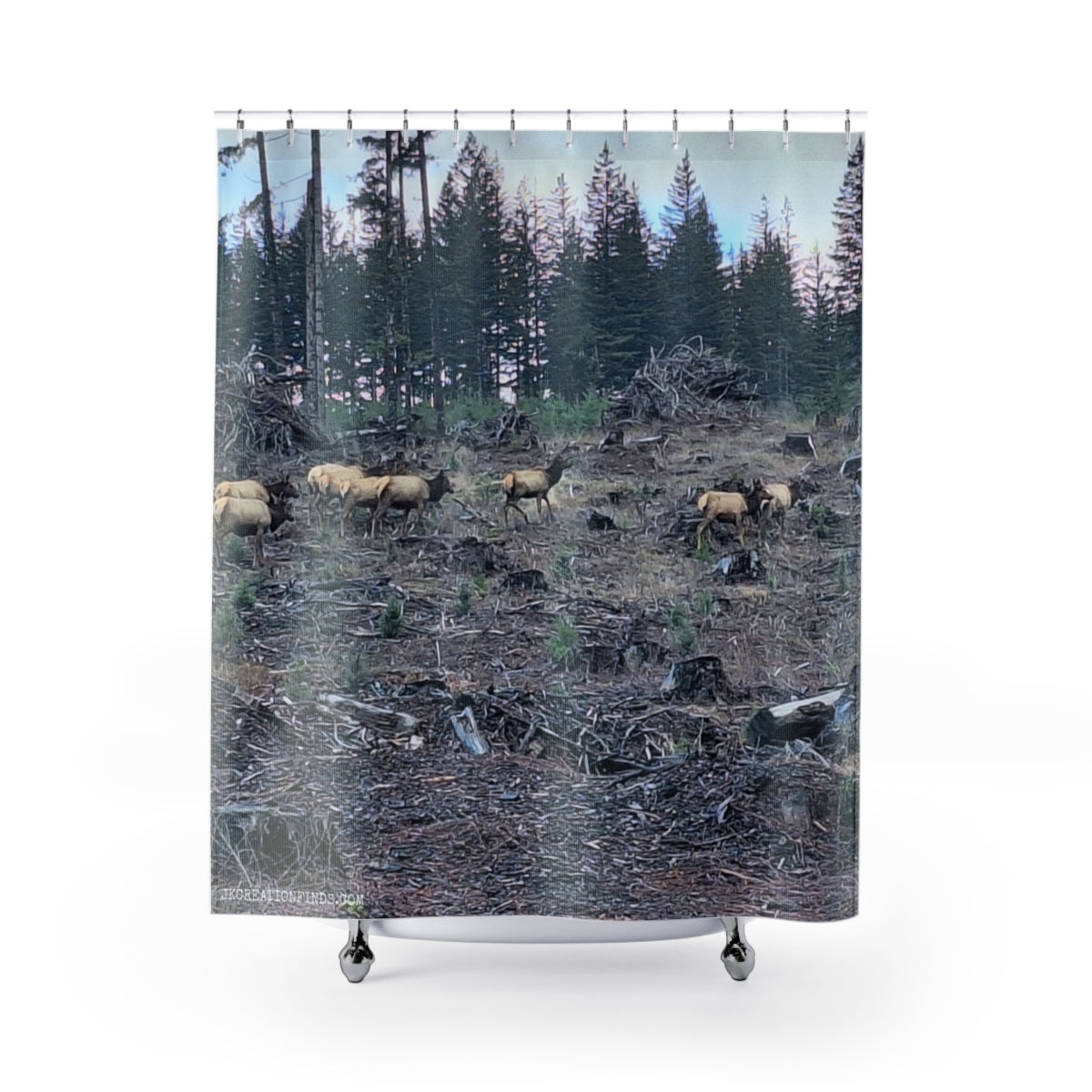 Forest Elk Wildlife Scene Shower Curtain Product