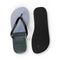 Flip-flops with a beach landscape design, one shown open and the other sole up.