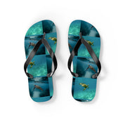 Flip-flops with sea turtles swimming underwater design.