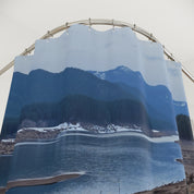 Serene Mountain Lake Scenery Print Shower Curtain
