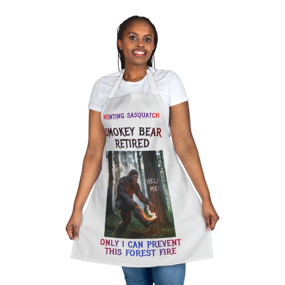 Hunting Sasquatch Smokey Bear Retired Apron
