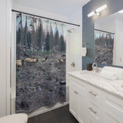 Majestic Forest Wildlife Scene Shower Curtain