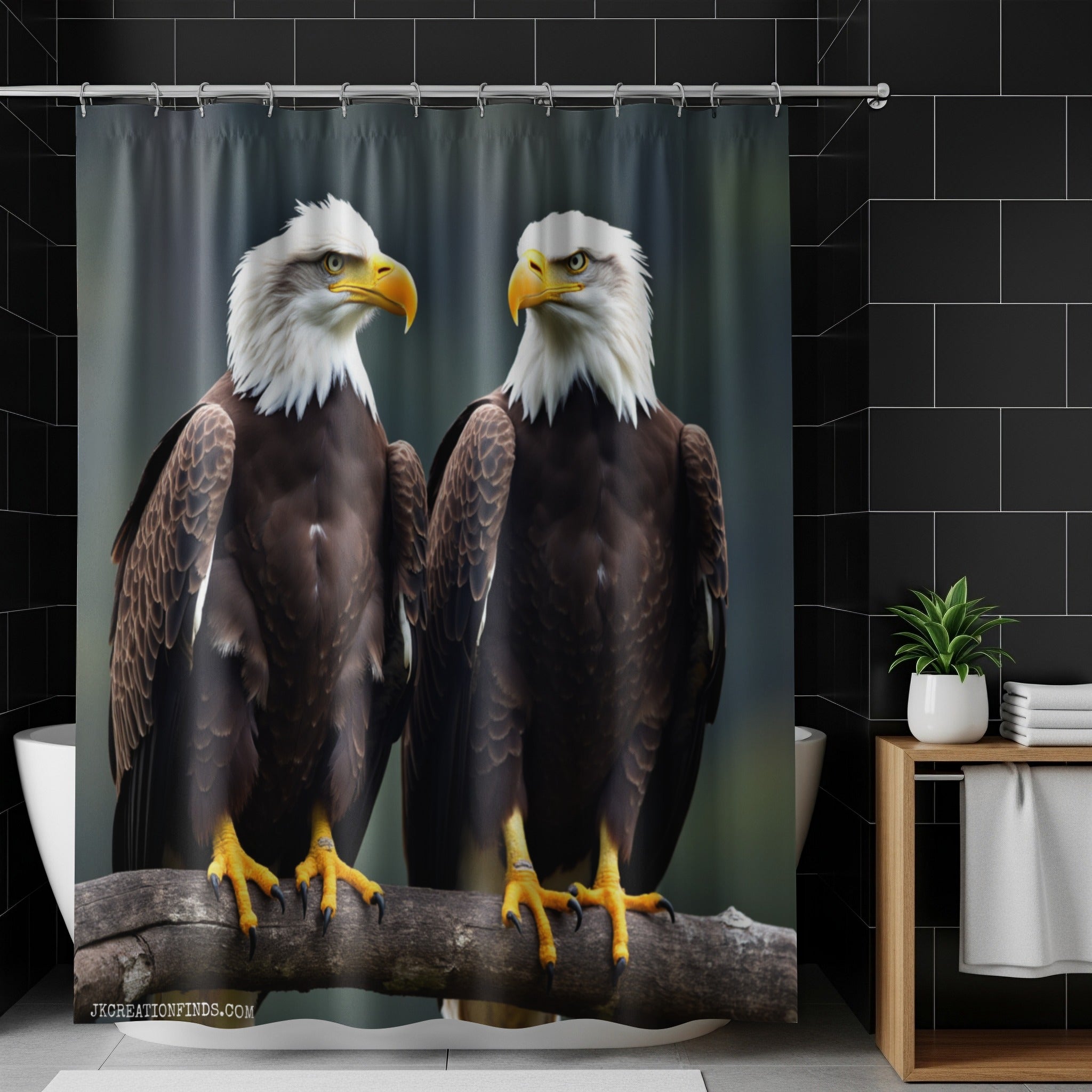 Majestic Bald Eagles on Branch Shower Curtain