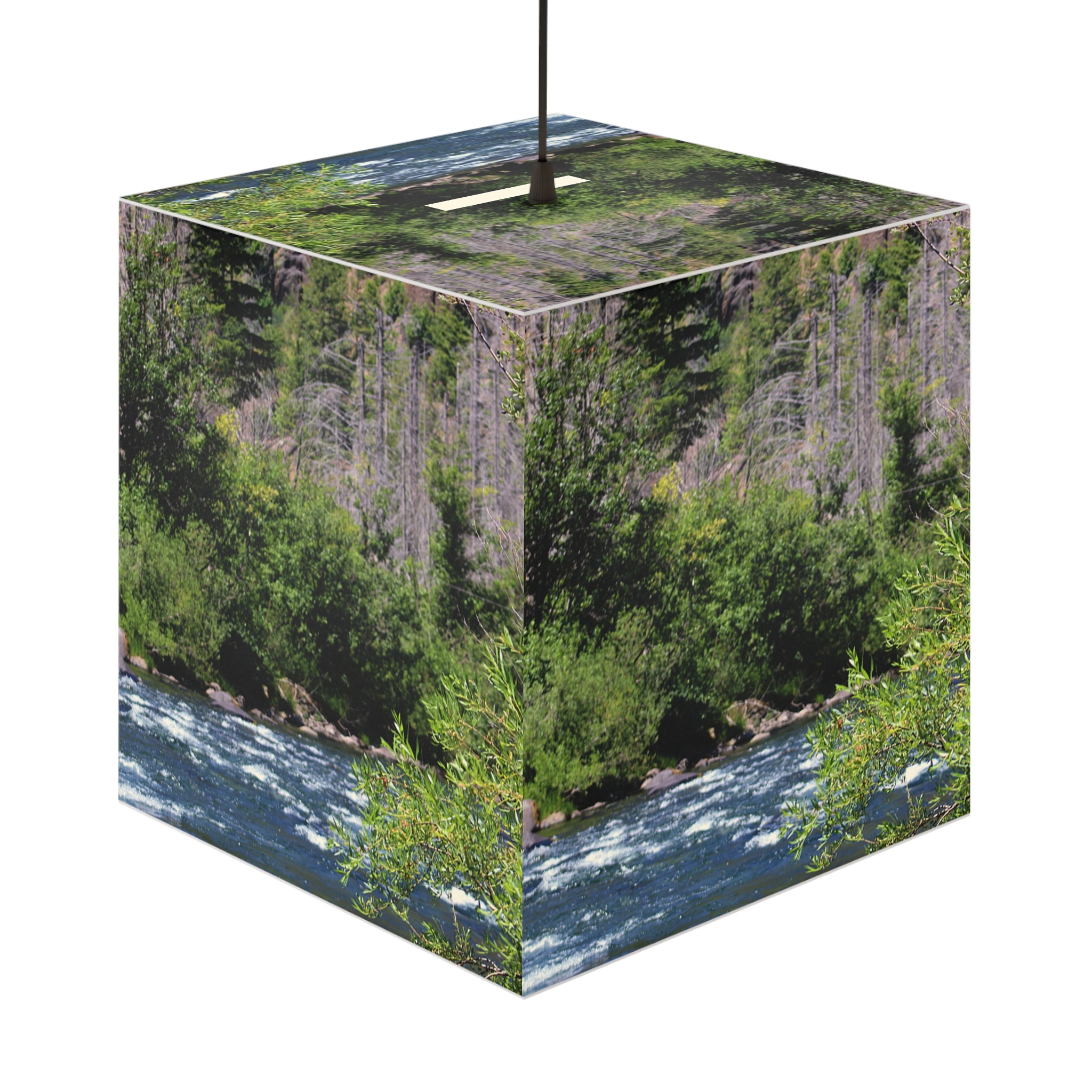 Rushing Water Green Trees Forest Riverbank Scenery product type