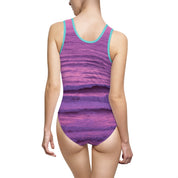 Purple and Pink Ocean Waves Tank Swimsuit
