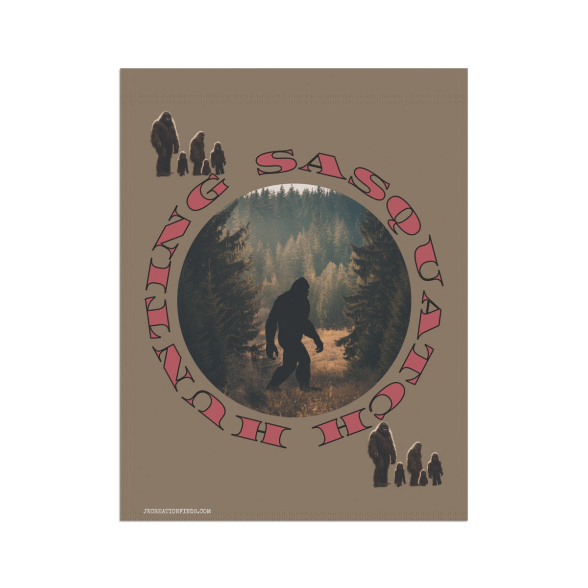 Hunting Sasquatch Scene Art Print Bigfoot Design