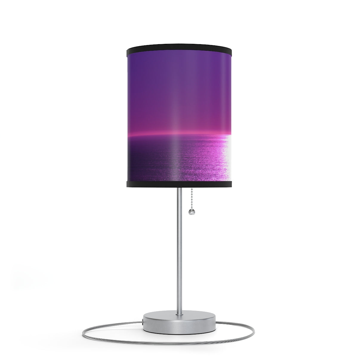 Purple Sunset Over Water Art on Table Lamp