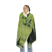 Cozy Hooded Blanket with Green Forest Landscape Print