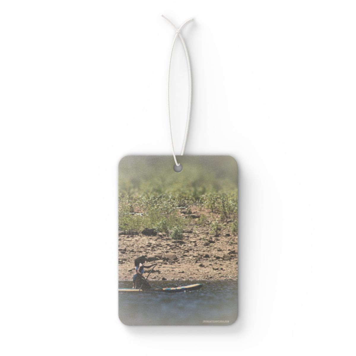 Canoe on Lake Scenic Landscape Photo on Hanging Ornament