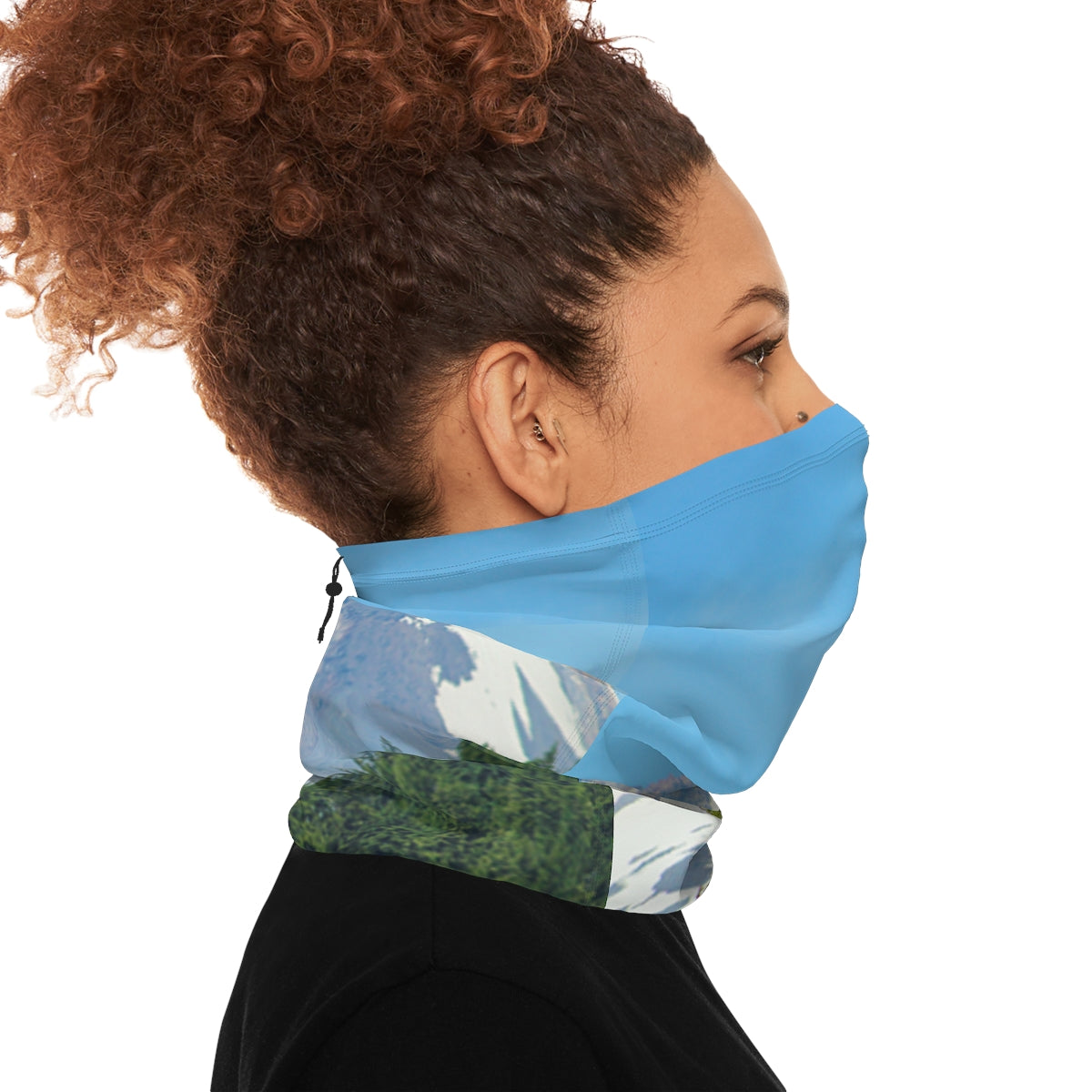 Mountain and Forest Scene Blue Face Covering Accessory