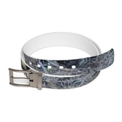 Abstract Pattern White and Gray Buckle Belt Accessory