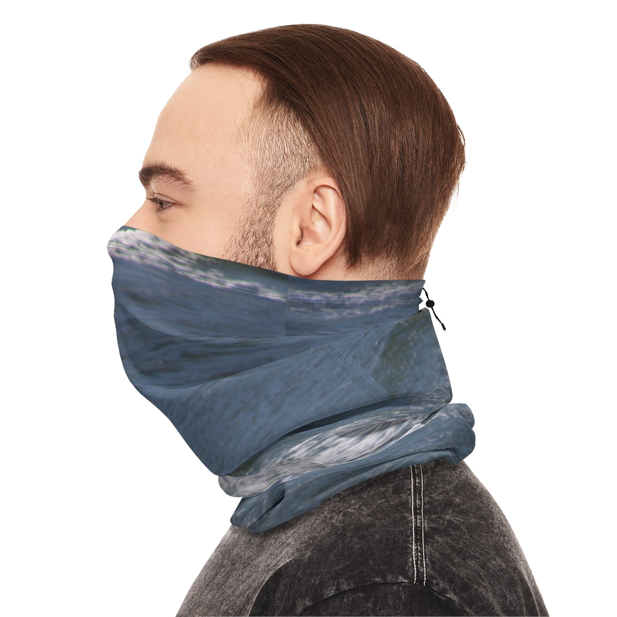Ocean Wave Pattern Adjustable Neck Gaiter for Outdoor Use