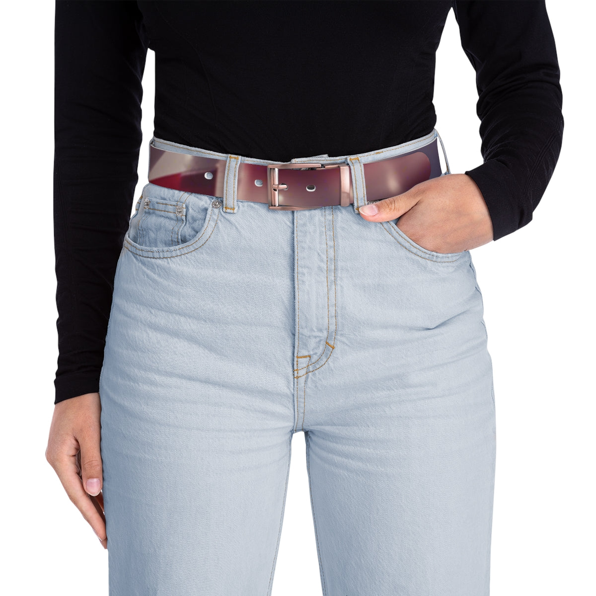 Stylish High-Waisted Light-Wash Denim Jeans