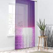 Purple Sunset Print Sheer Window Curtain Panel