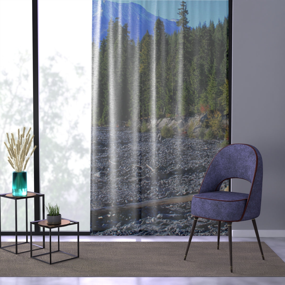 Mountain View Window Curtain, Evergreen Forest Curtains, Nature Inspired Window Decor, Scenic Landscape Drapes, Mountain Range Home Decor