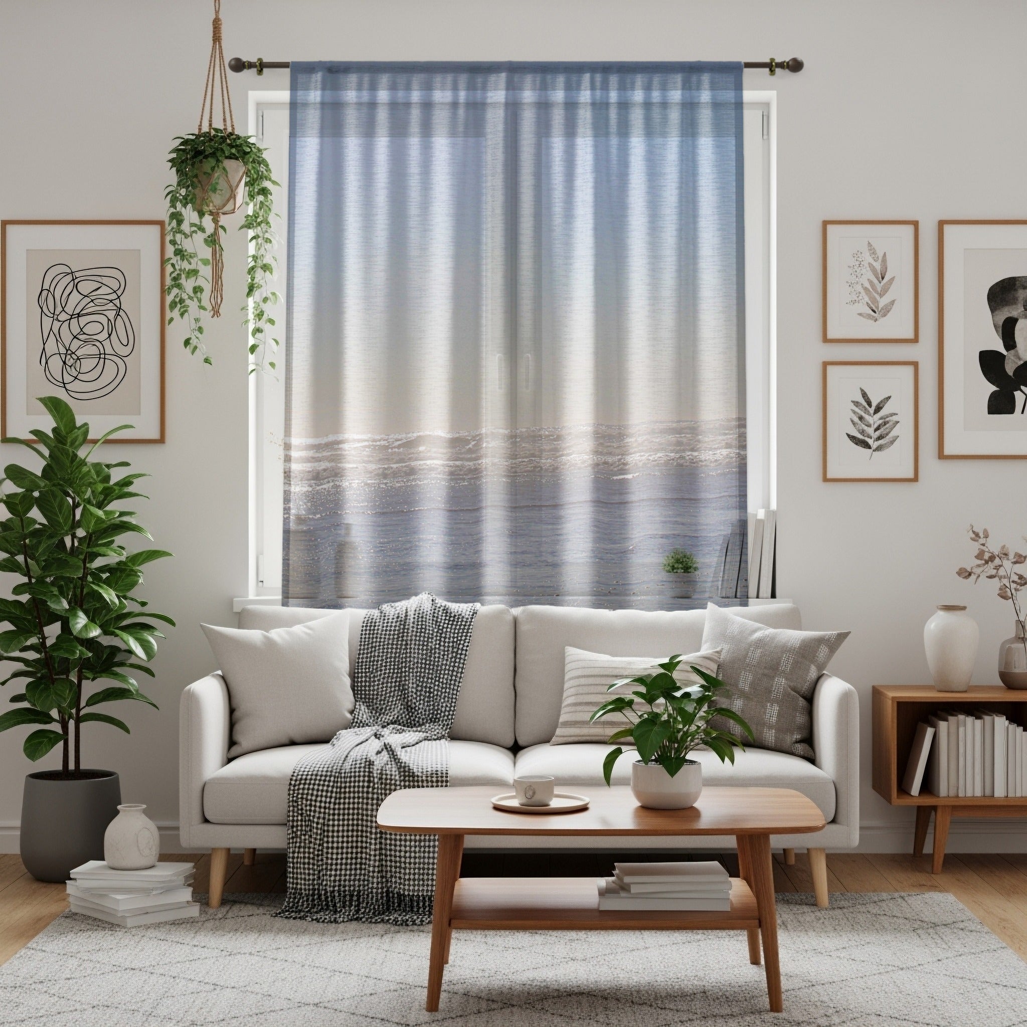Serene Ocean View Window Curtain, Beach Scene Curtains, Coastal Home Decor, Relaxing Seascape Window Treatment, Calming Beach Photography